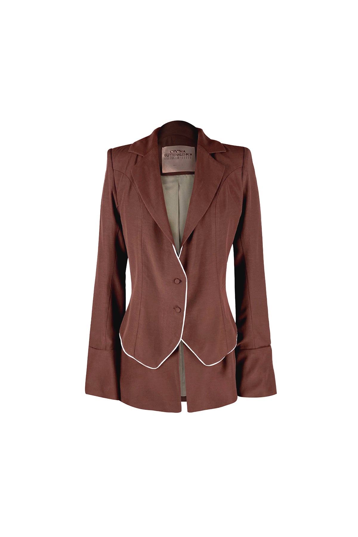 Fitted Brown Blazer With Vest