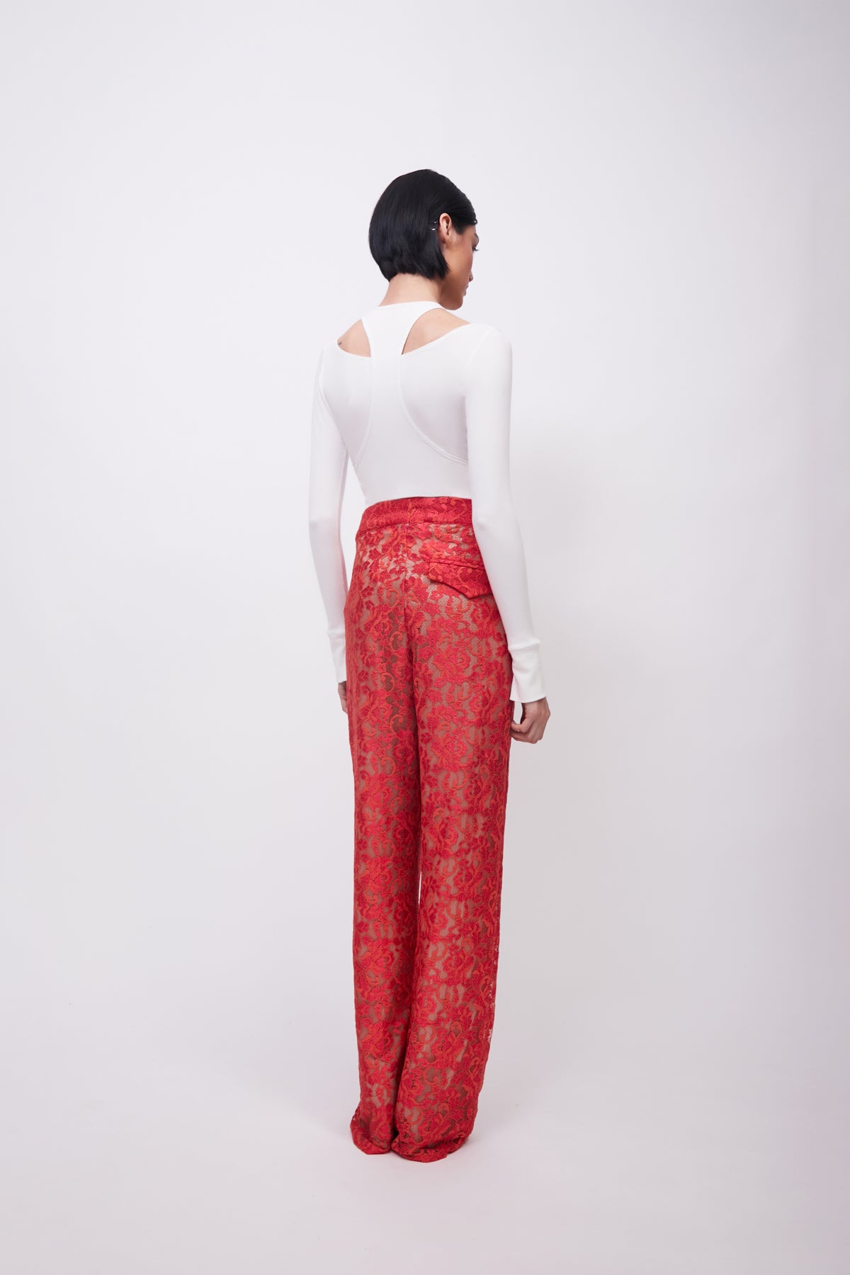 Lace Coral Straight Pants