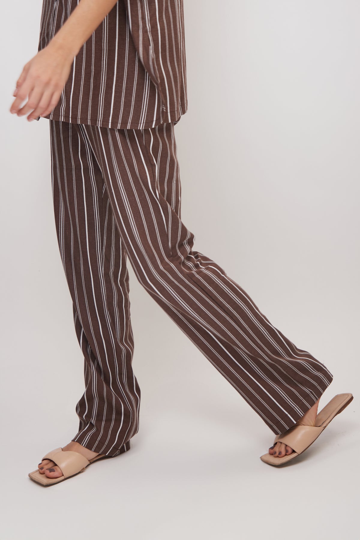 Tessa Brown Striped Cotton Pants
