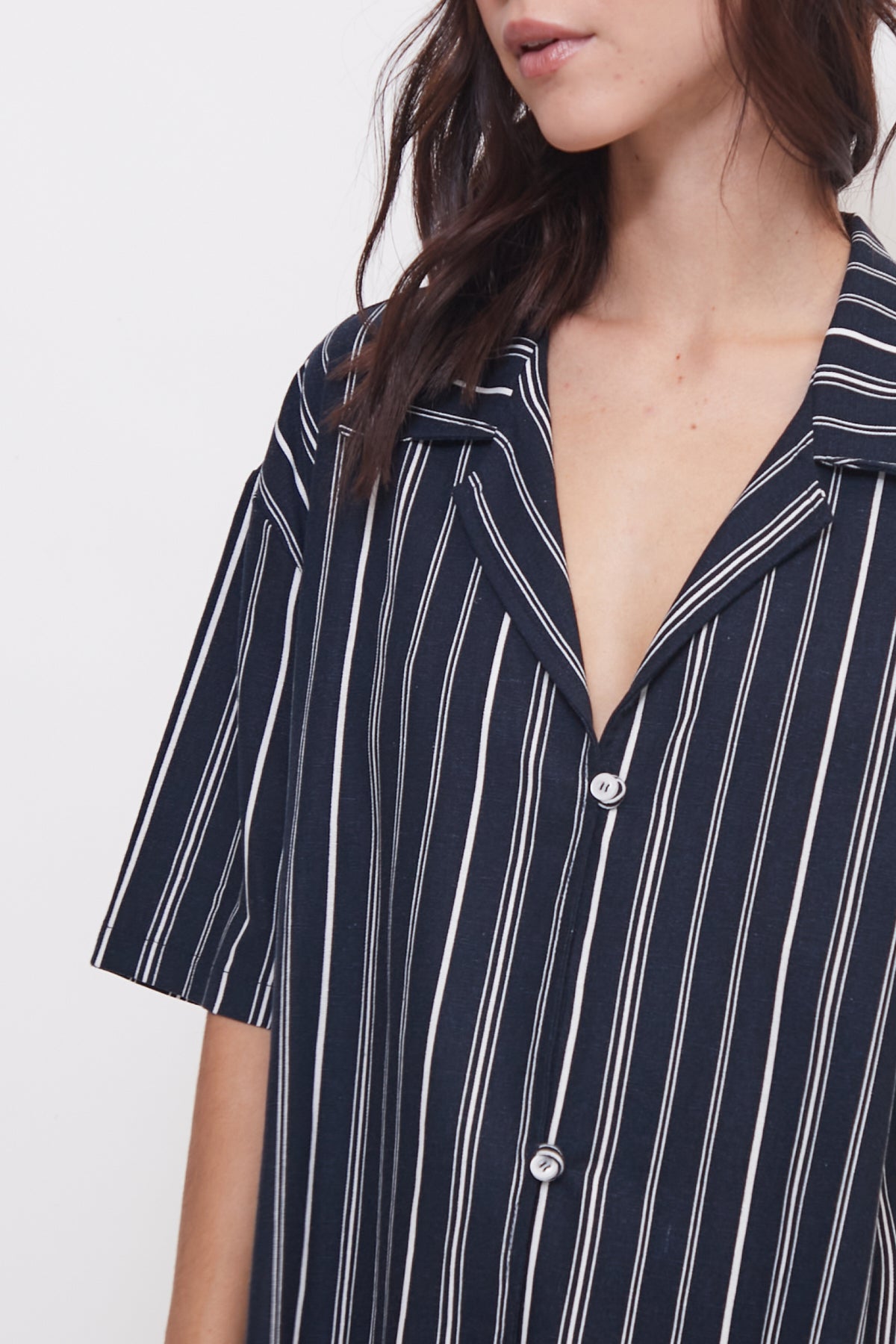Tessa Navy Striped Cotton Shirt